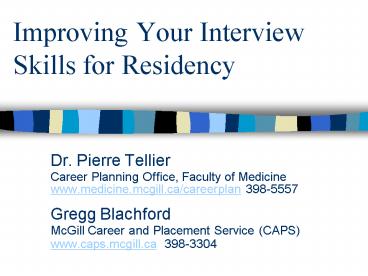 Improving Your Interview Skills for Residency