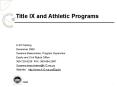 Title IX and Athletic Programs PowerPoint PPT Presentation