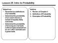Lesson 25: Intro to Probability PowerPoint PPT Presentation