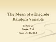 The Mean of a Discrete Random Variable