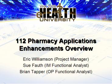 112 Pharmacy Applications Enhancements Overview