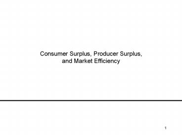 Consumer Surplus, Producer Surplus, and Market Efficiency