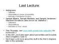 Last Lecture: PowerPoint PPT Presentation