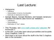 Last Lecture: