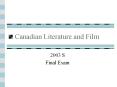 Canadian Literature and Film PowerPoint PPT Presentation