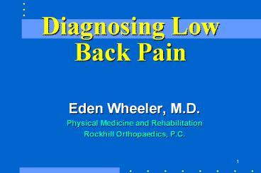 Diagnosing Low Back Pain