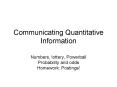 Communicating Quantitative Information PowerPoint PPT Presentation