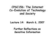 CPSC156: The Internet CoEvolution of Technology and Society