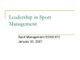 Leadership in Sport Management PowerPoint PPT Presentation