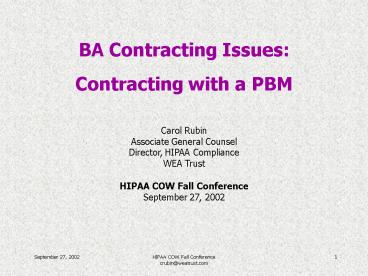 HIPAA COW Fall Conference
