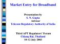 Market Entry for Broadband Presentation by S. N. Gupta Advisor Telecom Regulatory Authority of India PowerPoint PPT Presentation