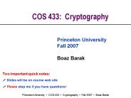 COS 433: Cryptography