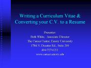 Writing a Curriculum Vitae