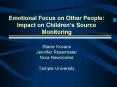 Emotional Focus on Other People: Impact on Childrens Source Monitoring Stacie Kovacs Jennifer Rosent PowerPoint PPT Presentation