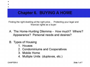 Chapter 6. BUYING A HOME