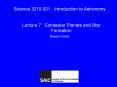 Lecture 7 : Extrasolar Planets and Star Formation PowerPoint PPT Presentation