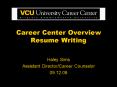 Career Center Overview Resume Writing PowerPoint PPT Presentation
