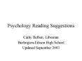 Psychology Reading Suggestions PowerPoint PPT Presentation