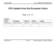 DFS Update from the European Union