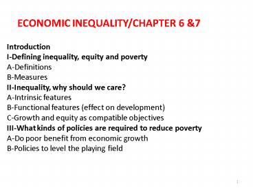 IDefining inequality, equity and poverty