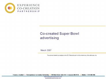 Cocreated Super Bowl advertising