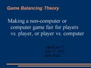 Game Balancing Theory