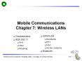 Mobile Communications Chapter 7: Wireless LANs PowerPoint PPT Presentation