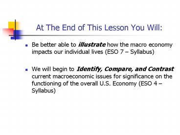 At The End of This Lesson You Will: