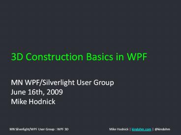 3D Construction Basics in WPF