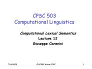 CPSC 503 Computational Linguistics