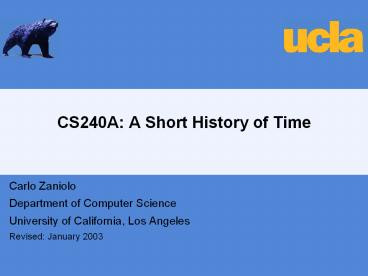CS240A: A Short History of Time