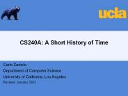 CS240A: A Short History of Time