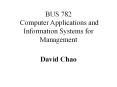BUS 782  Computer Applications and Information Systems for Management PowerPoint PPT Presentation