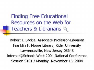 Finding Free Educational Resources on the Web for Teachers