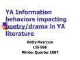 YA Information behaviors impacting poetrydrama in YA literature PowerPoint PPT Presentation