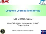 Lessons Learned Monitoring