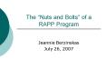 The Nuts and Bolts of a RAPP Program PowerPoint PPT Presentation