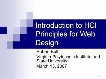 Introduction to HCI Principles for Web Design