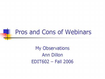 Pros and Cons of Webinars