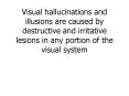 Visual hallucinations and illusions are caused by destructive and irritative lesions in any portion PowerPoint PPT Presentation