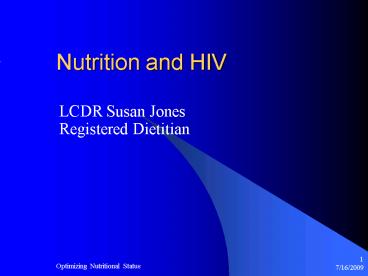 PPT – Nutrition and HIV PowerPoint presentation | free to view - id ...