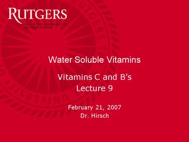 Water Soluble Vitamins