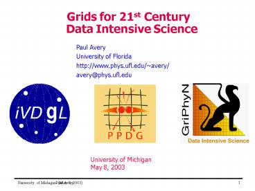 Grids for 21st Century Data Intensive Science