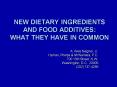 NEW DIETARY INGREDIENTS AND FOOD ADDITIVES: WHAT THEY HAVE IN COMMON PowerPoint PPT Presentation