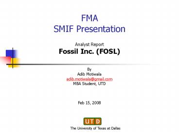 FMA SMIF Presentation