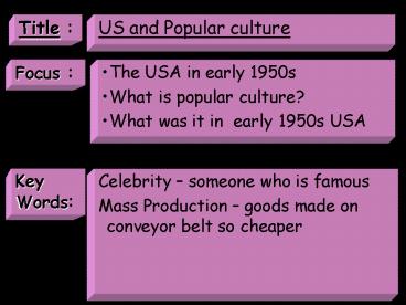 US and Popular culture