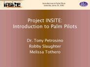 Project INSITE: Introduction to Palm Pilots