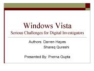 Windows Vista Serious Challenges for Digital Investigators
