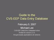 Guide to the CVSEEP Data Entry Database