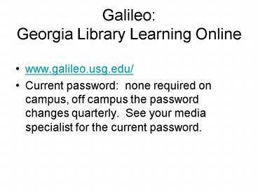 Galileo: Georgia Library Learning Online
